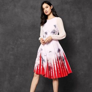 Ted Baker PRITCHA Lake of Dreams Pleated Dress size 3